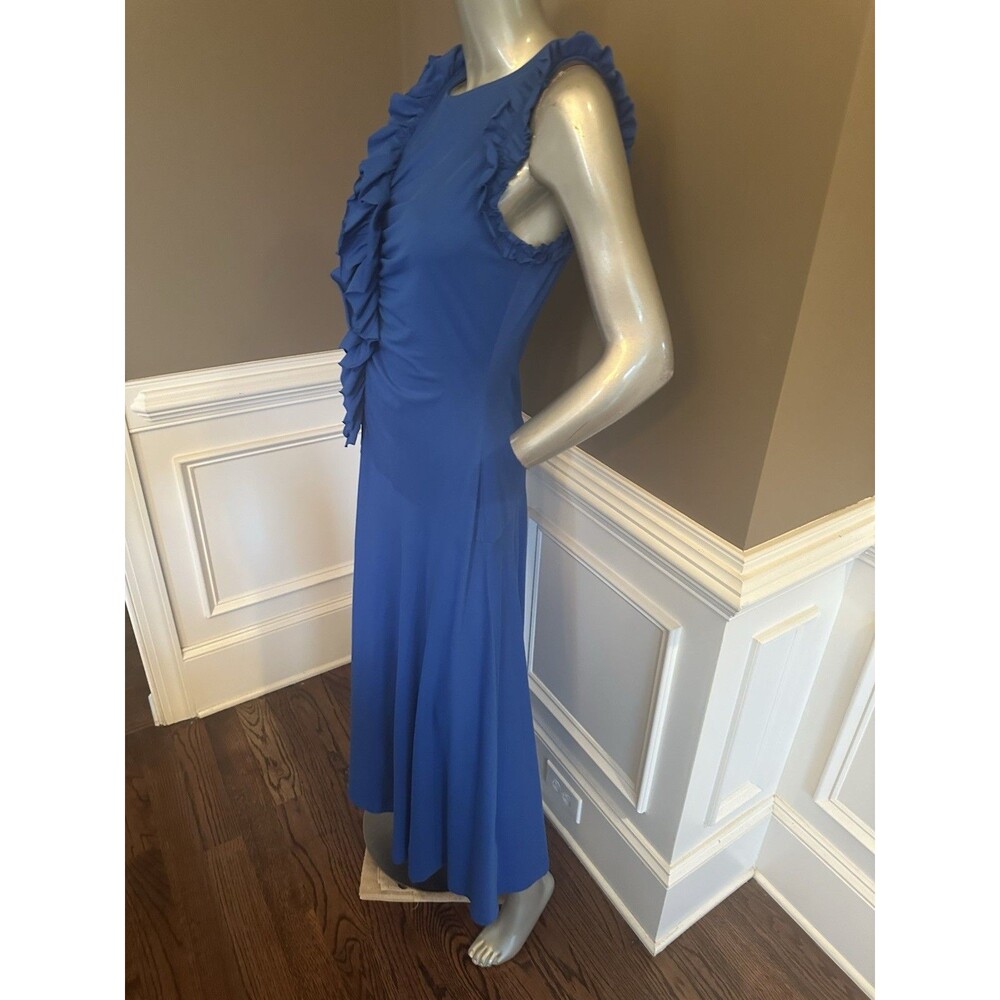 ULLA JOHNSON Jersey Maxi Blue Dress Ruffle Detail Sz M - Picture 4 of 5